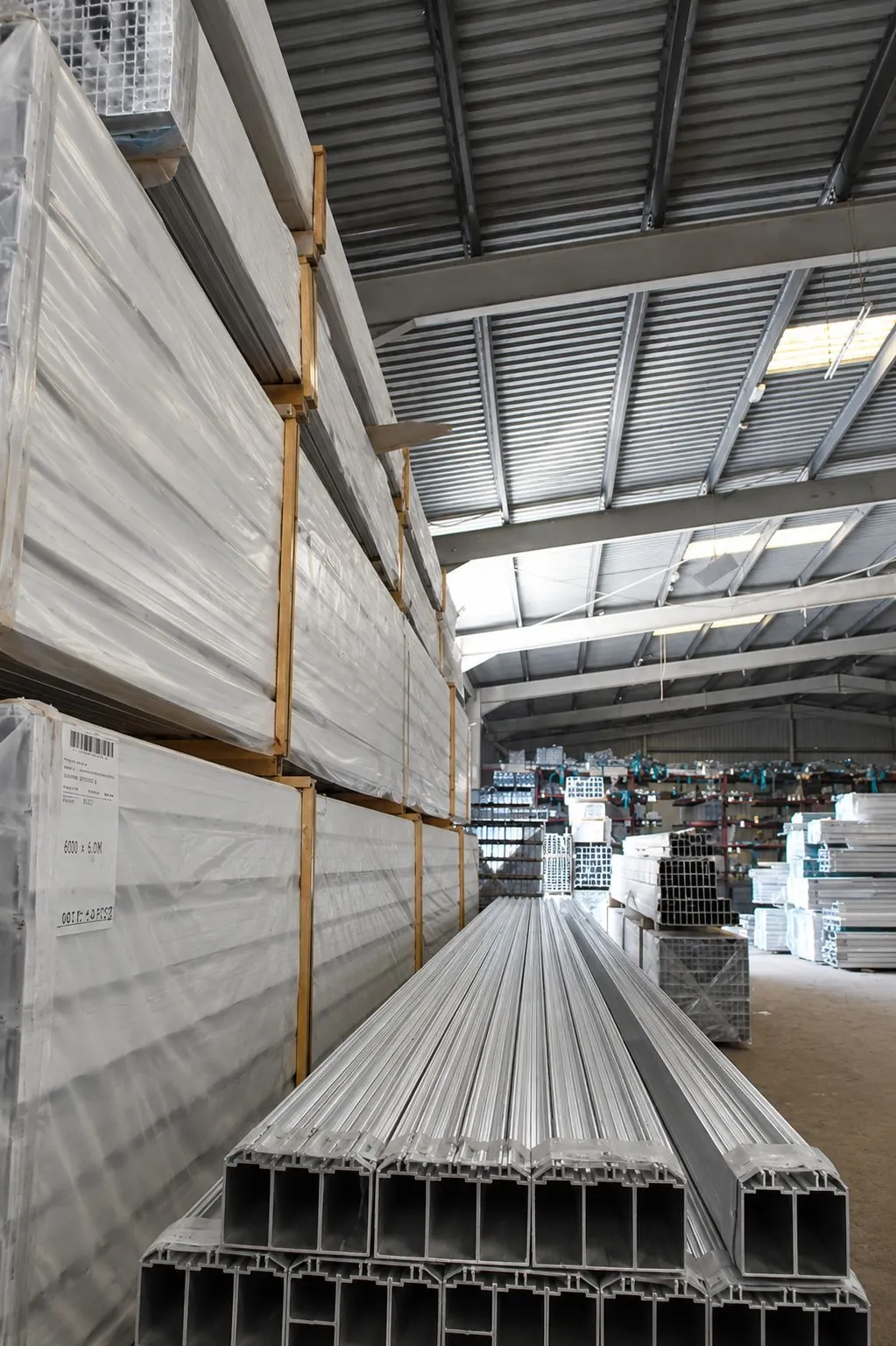 CINACO Aluminium yard with profile stock ready for supply